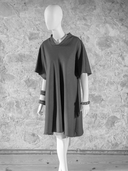 Handcrafted bias cut short sleeved dress from Beverly Smart's artisanal designer fashion collection