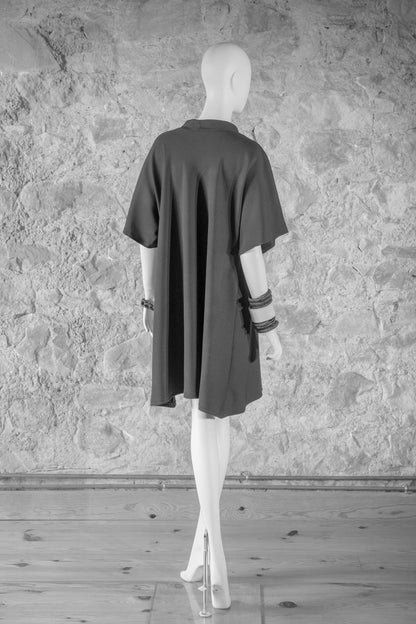 Handcrafted bias cut short sleeved dress from Beverly Smart's artisanal designer fashion collection