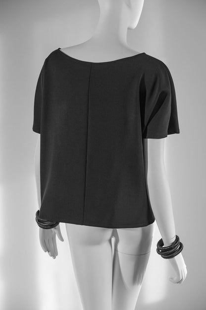 Handcrafted bias cut short sleeevd top from Beverly Smart's artisanal designer fashion collection
